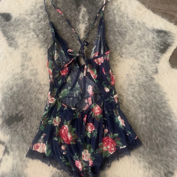 Wildfox Navy Floral & Lace Sleep Romper - Picture 6 of 7